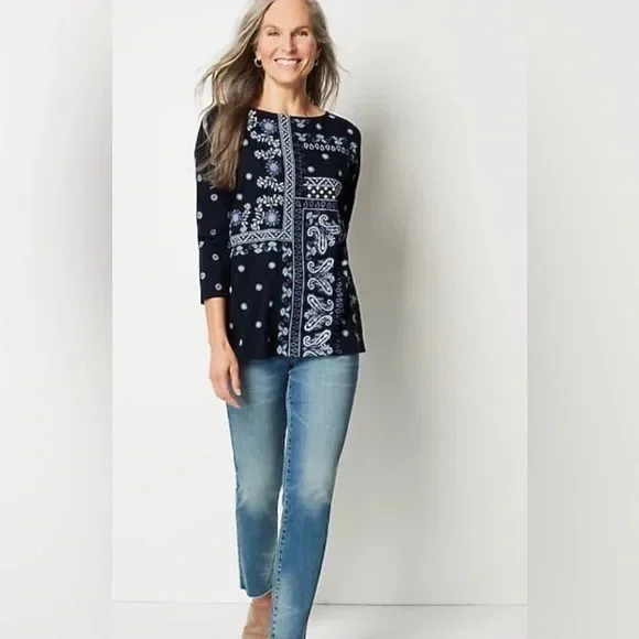 J. Jill | Tops | Jjill Flagstaff Embroidered Patchwork Top